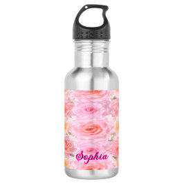 Satin Roses Personalized Water Bottle Waterfles