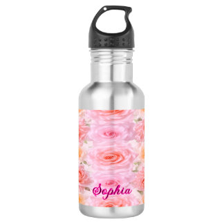 Satin Roses Personalized Water Bottle Waterfles