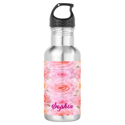 Satin Roses Personalized Water Bottle Waterfles (Voorkant)