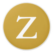 Satin Sheen Gold Monogramed Keramische Knop (Voorkant)