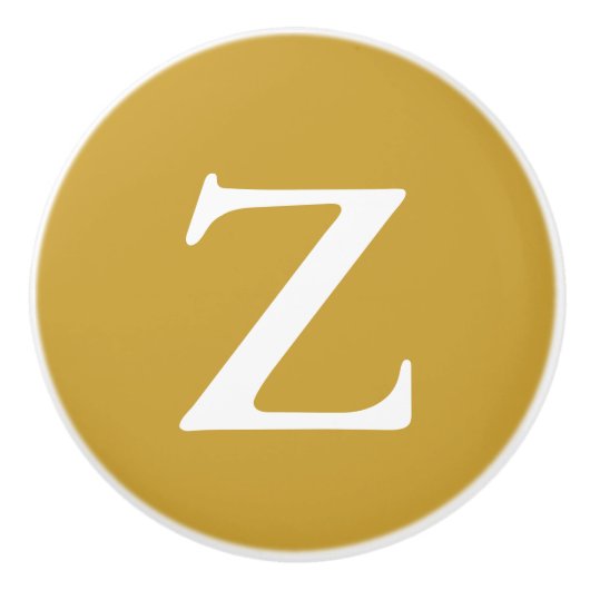 Satin Sheen Gold Monogramed Keramische Knop (Voorkant)