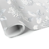 Satin Silver Grey Floral Wedding Cadeaupapier (Rol Hoek)