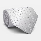 Satin Squares - Zilver Stropdas (Opgerold)