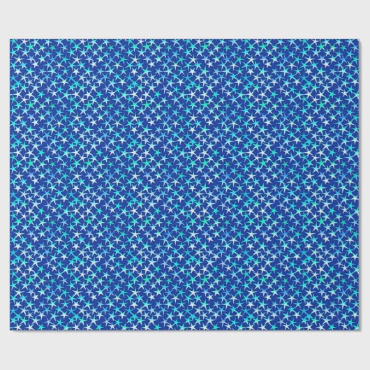 Satin Stars, pastblauw op kobalt blauw Cadeaupapier (Vlak)