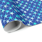 Satin Stars, pastblauw op kobalt blauw Cadeaupapier (Rol Hoek)