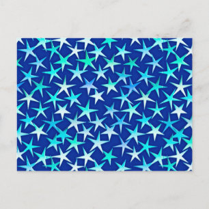 Satin sterren, bleek blauw op kobalt briefkaart