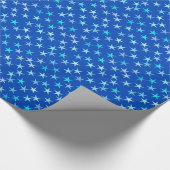 Satin sterren, bleek blauw op kobalt cadeaupapier (Hoek)