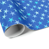 Satin sterren, bleek blauw op kobalt cadeaupapier (Rol Hoek)