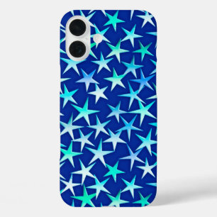 Satin sterren, bleek blauw op kobalt iPhone 16 plus hoesje