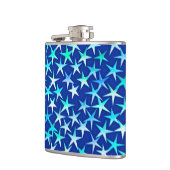 Satin sterren, bleek blauw op kobalt heupfles (Links)