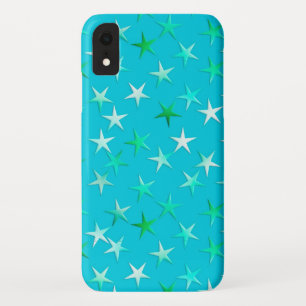 Satin sterren, bleek groen en blauw op turquoise Case-Mate iPhone case