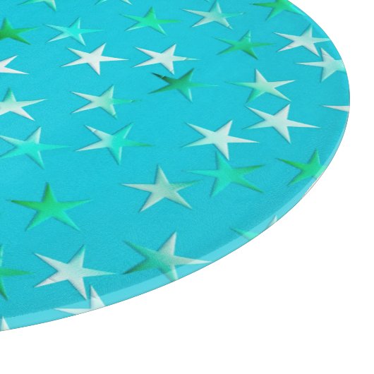 Satin sterren, bleek groen en blauw op turquoise snijplank (Hoek)