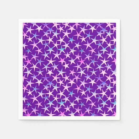 Satin sterren, lavendel op paars servetten (Voorkant)