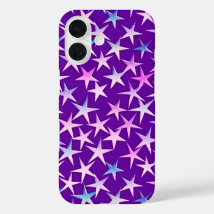 Satin sterren, lavender op paars iPhone 16 hoesje
