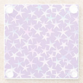 Satin sterren, lavender op paars glazen onderzetter (Achterkant)