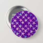 Satin sterren, lavender op paars ronde button 7,6 cm (Voorkant /achterkant)