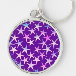 Satin sterren, lavender op paars sleutelhanger