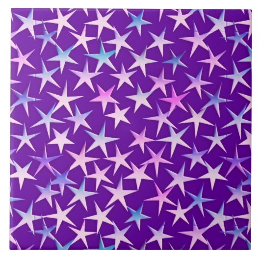 Satin sterren, lavender op paars tegeltje (Voorkant)
