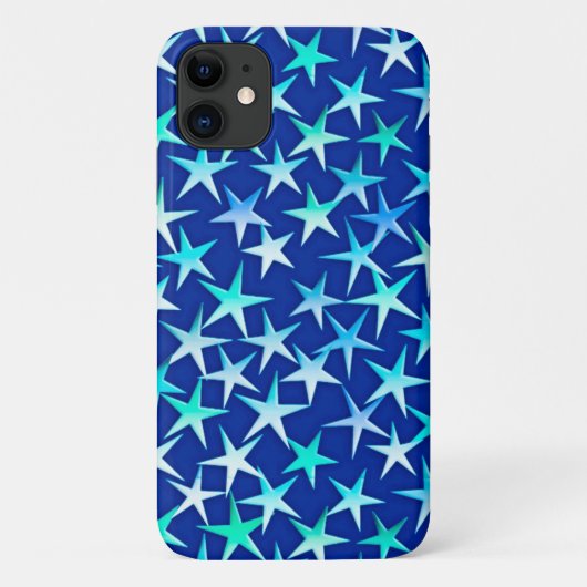 Satin sterren, lichtblauw op kobalt Case-Mate iPhone case (Achterkant)