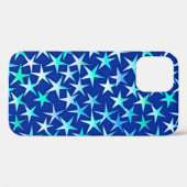 Satin sterren, lichtblauw op kobalt Case-Mate iPhone case (Achterkant (horizontaal))