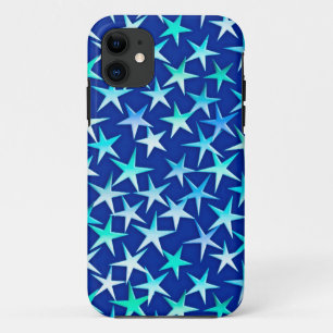 Satin sterren, lichtblauw op kobalt Case-Mate iPhone case