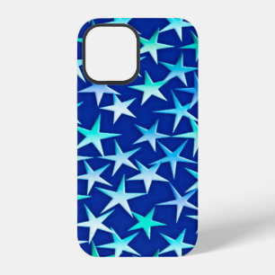 Satin sterren, lichtblauw op kobalt iPhone 12 hoesje