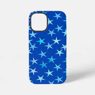 Satin sterren, lichtblauw op kobalt iPhone 12 mini hoesje