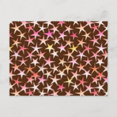 Satin sterren, roze op chocolade briefkaart (Voorkant)
