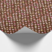 Satin sterren, roze op chocolade cadeaupapier (Hoek)