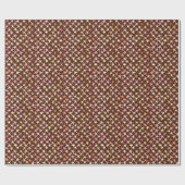 Satin sterren, roze op chocolade cadeaupapier (Vlak)