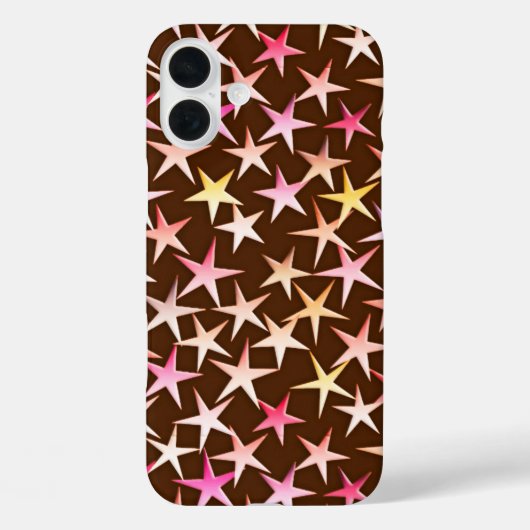 Satin sterren, roze op chocolade Case-Mate iPhone case (Achterkant)