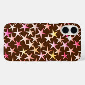 Satin sterren, roze op chocolade Case-Mate iPhone case (Achterkant (horizontaal))
