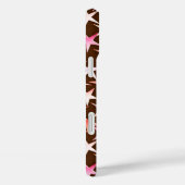 Satin sterren, roze op chocolade Case-Mate iPhone case (Achterkant / Rechts)