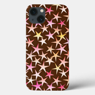 Satin sterren, roze op chocolade Case-Mate iPhone case