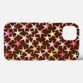 Satin sterren, roze op chocolade Case-Mate iPhone case (Achterkant (horizontaal))