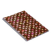 Satin sterren, roze op chocolade notitieboek (Rechterzijde)