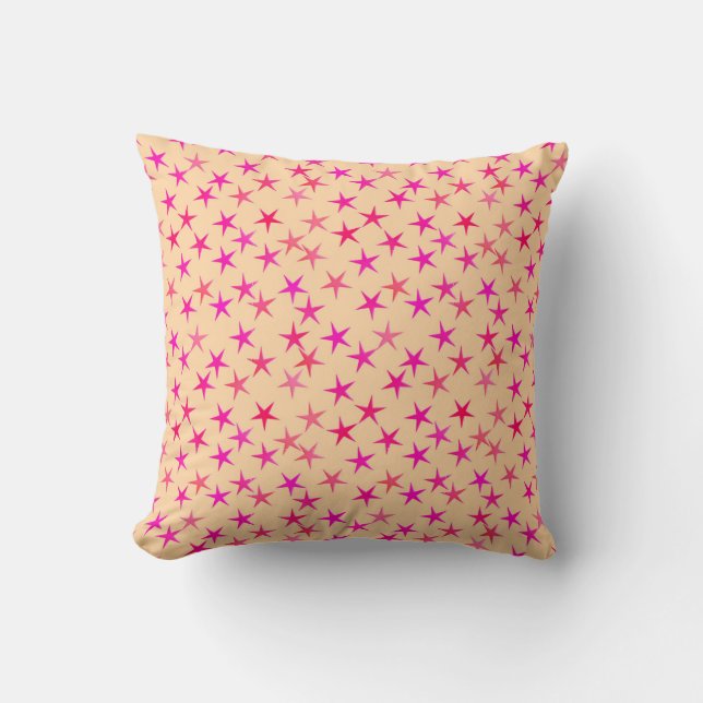 Satin sterren, roze roze op perziken kussen (Voorkant)