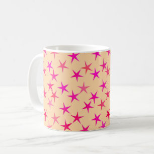 Satin sterren, roze tinten op perzik koffiemok