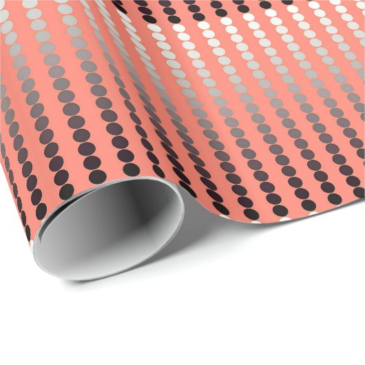 Satin stip - koraal en pewter cadeaupapier (Rol Hoek)
