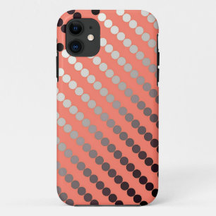 Satin stip - koraal en pewter iPhone 11 hoesje