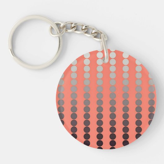 Satin stip - koraal en pewter sleutelhanger (Voorkant)