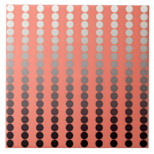 Satin stip - koraal en pewter tegeltje