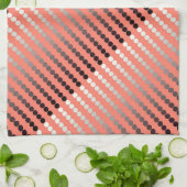 Satin stip - koraal en pewter theedoek (Gevouwen)