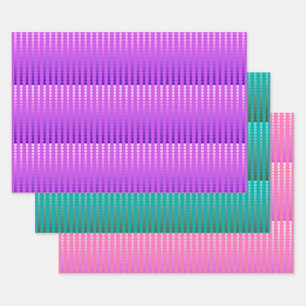 Satin Stippen, Amethyst Paars, Turquoise en Roze Inpakpapier Vel