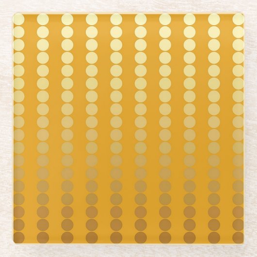 Satin stippen - goud en mosterd glazen onderzetter (Voorkant)