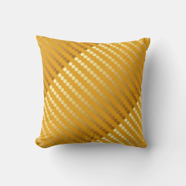 Satin stippen - goud en mosterd kussen (Voorkant)