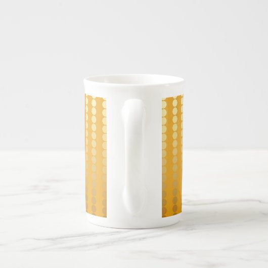 Satin stippen - goud en mosterd porselein kop (Achterkant)