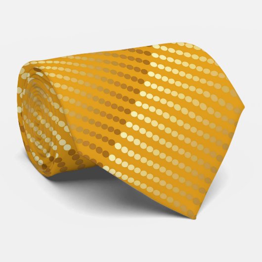 Satin stippen - goud en mosterd stropdas (Opgerold)