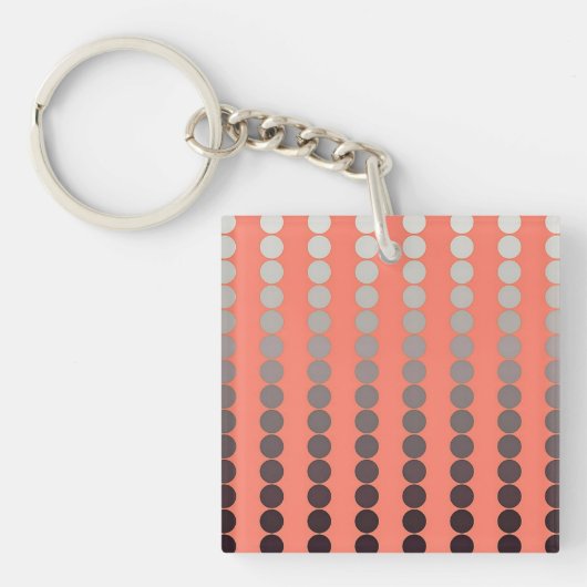 Satin stippen - koraal en tin sleutelhanger (Voorkant)