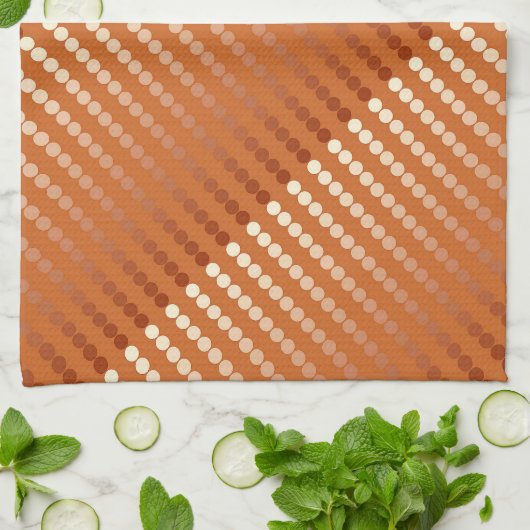 Satin-stippen - roest en koper theedoek (Gevouwen)